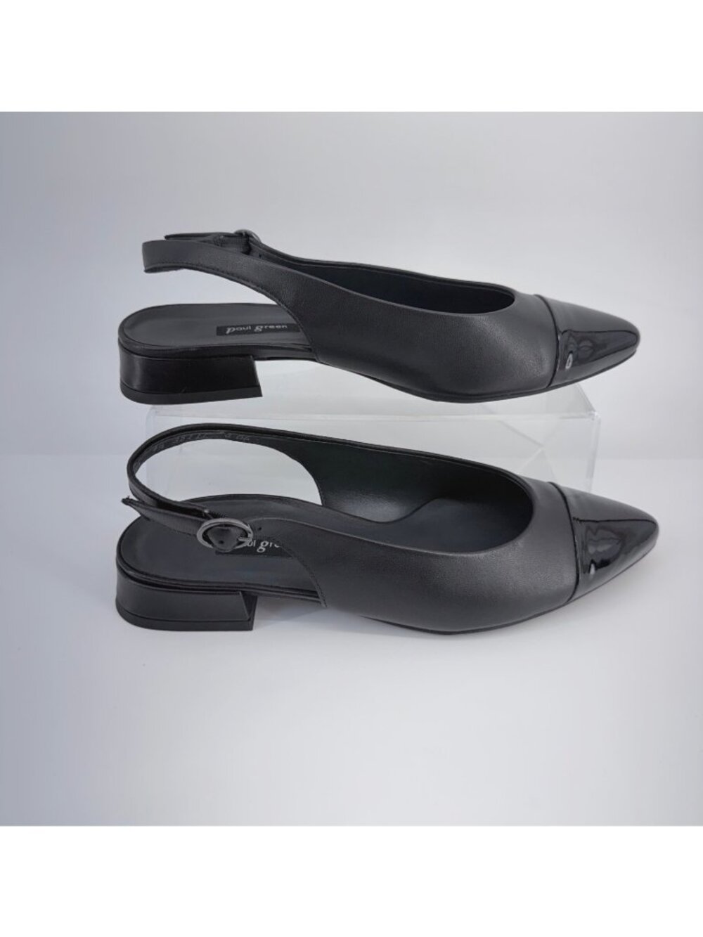 Paul Green Ynez Pointed Toe Flats Black Leather Slingback Shoes Womens Size 7